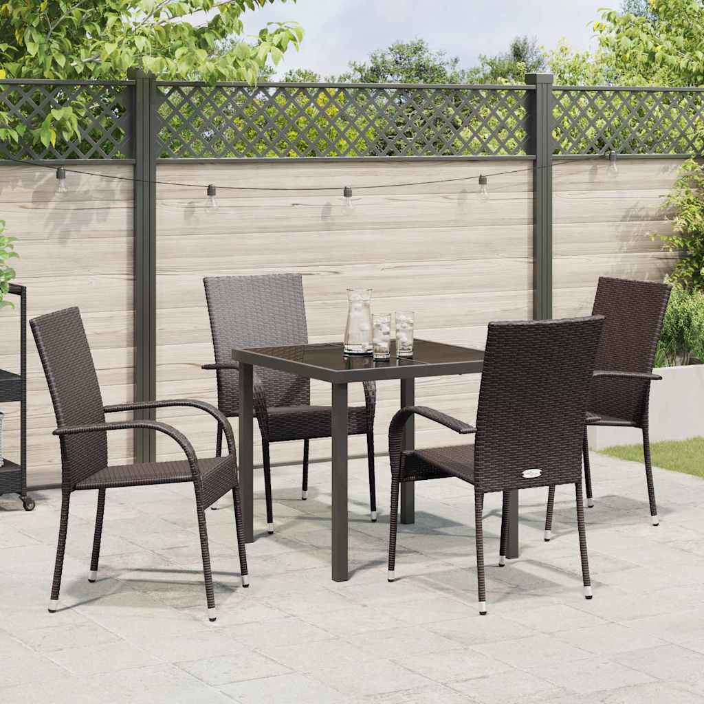 Tuin eettafelset 5 pcs Bruin Gepoedercoat staal