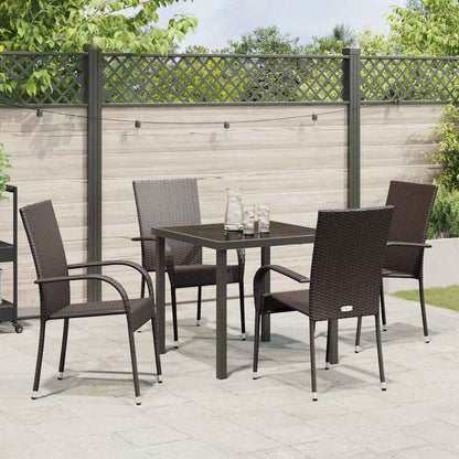 Tuin eettafelset 5 pcs Bruin Gepoedercoat staal