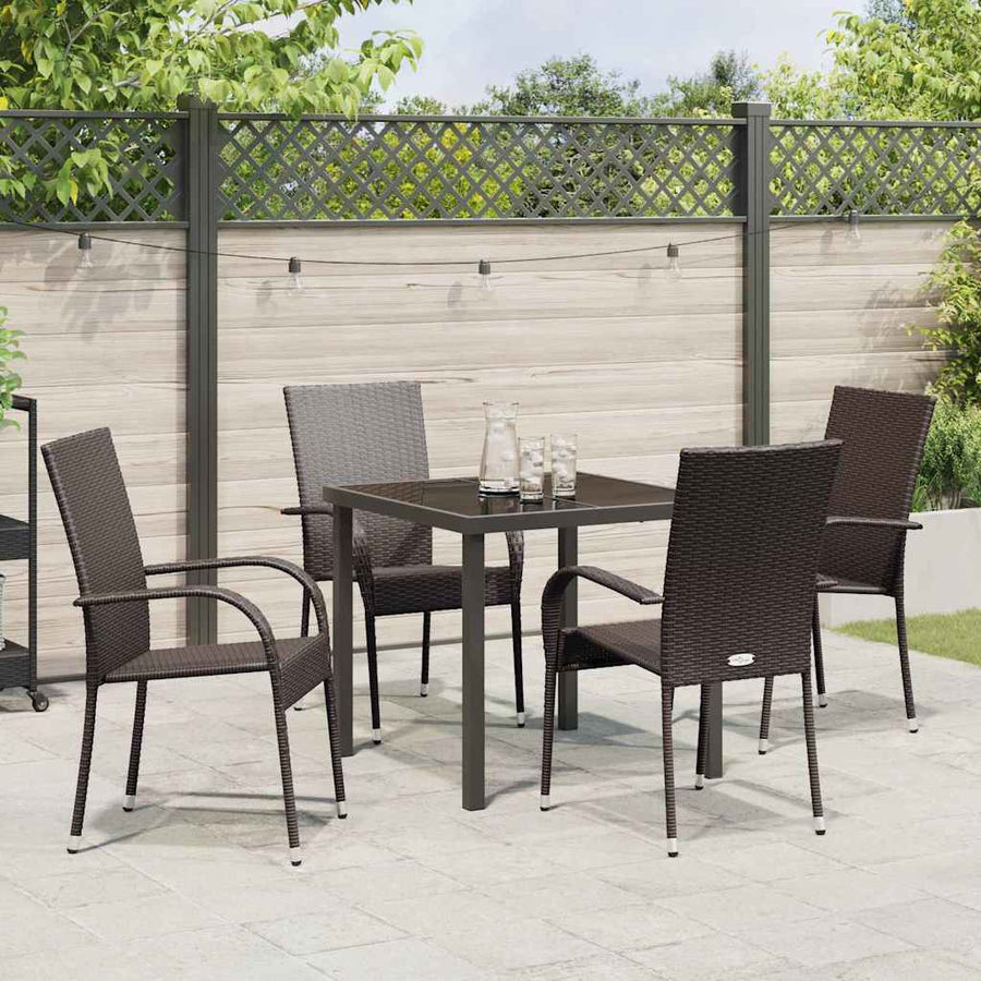 Tuin eettafelset 5 pcs Bruin Gepoedercoat staal