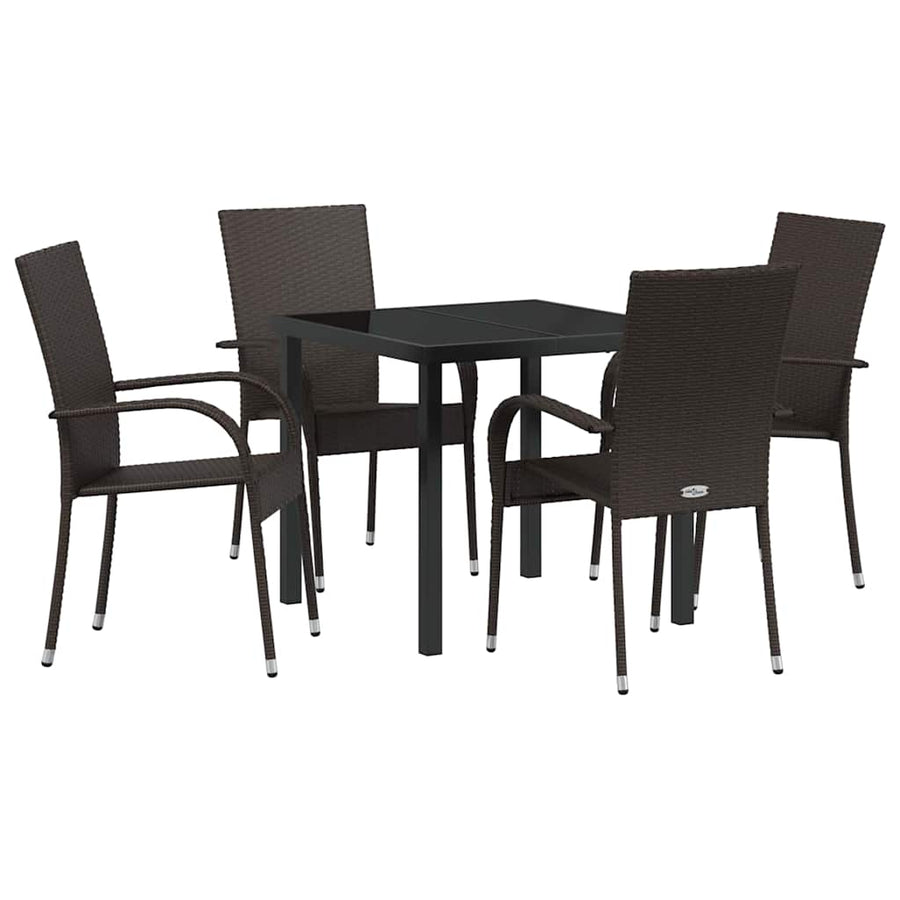 Tuin eettafelset 5 pcs Bruin Gepoedercoat staal