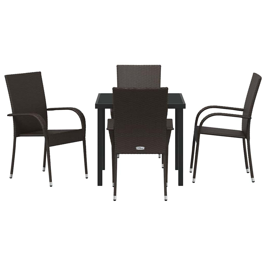 Tuin eettafelset 5 pcs Bruin Gepoedercoat staal