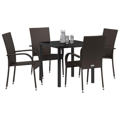 Tuin eettafelset 5 pcs Bruin Gepoedercoat staal