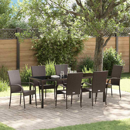 Tuin Eettafelset 7 Pcs Gepoedercoat Staal 6-persoons Bruin 200 cm