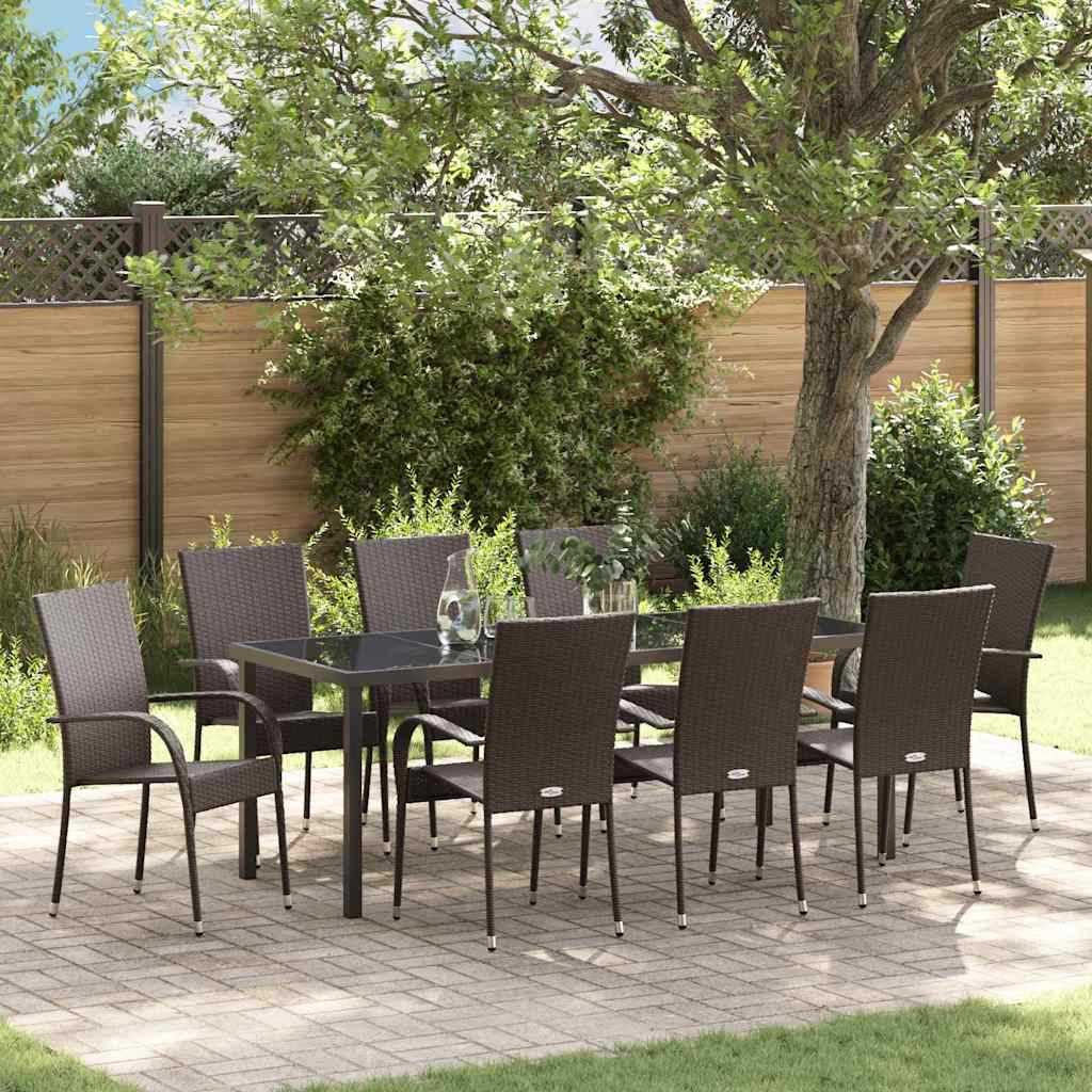 Tuin Eettafelset 5 Pcs Bruin Gepoedercoat Staal Beige En Goud