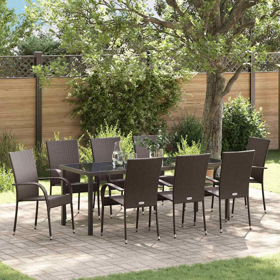 Tuin Eettafelset 5 Pcs Bruin Gepoedercoat Staal Beige En Goud
