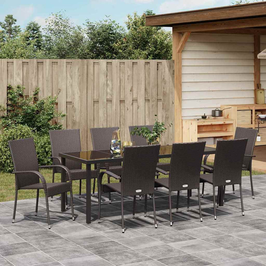 Tuin Eettafelset 5 Pcs Bruin Gepoedercoat Staal Beige En Goud