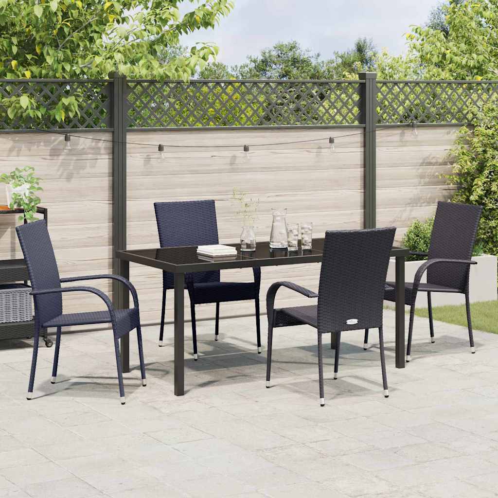 Tuin eettafelset 5 pcs Zwart Gepoedercoat staal