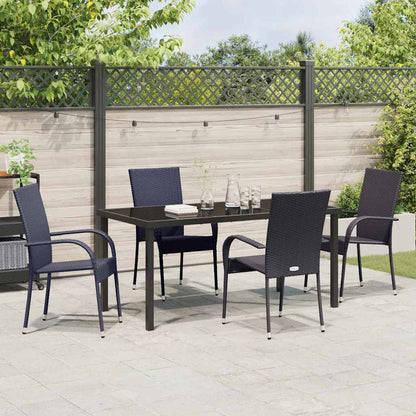Tuin eettafelset 5 pcs Zwart Gepoedercoat staal