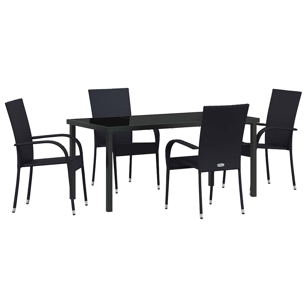 Tuin eettafelset 5 pcs Zwart Gepoedercoat staal