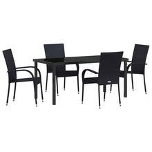 Tuin eettafelset 5 pcs Zwart Gepoedercoat staal