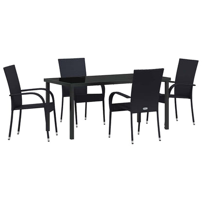 Tuin eettafelset 5 pcs Zwart Gepoedercoat staal