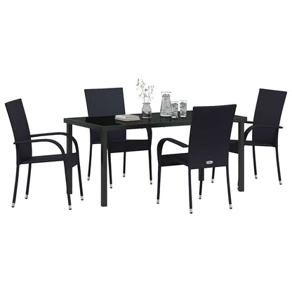 Tuin eettafelset 5 pcs Zwart Gepoedercoat staal