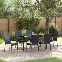 Tuin eettafelset 7 pcs Zwart Gepoedercoat staal