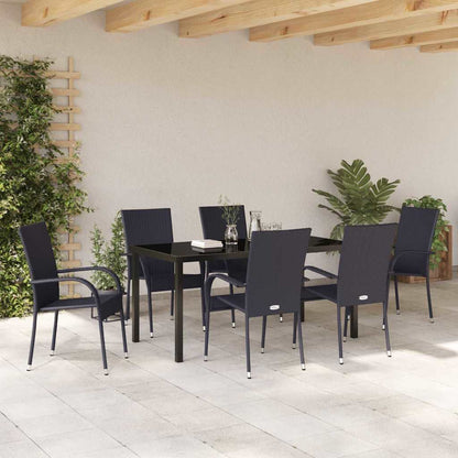 Tuin eettafelset 7 pcs Zwart Gepoedercoat staal