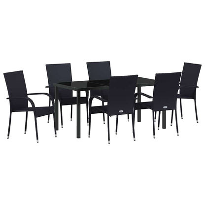 Tuin eettafelset 7 pcs Zwart Gepoedercoat staal