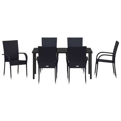 Tuin eettafelset 7 pcs Zwart Gepoedercoat staal