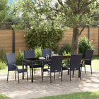 Garden dining set 7 pcs Black Powder-coated steel