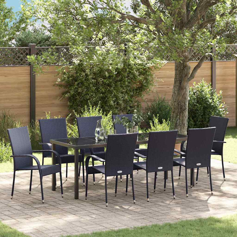 Tuin eettafelset 5 pcs Zwart Gepoedercoat staal