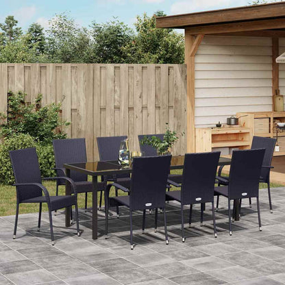 Tuin eettafelset 5 pcs Zwart Gepoedercoat staal