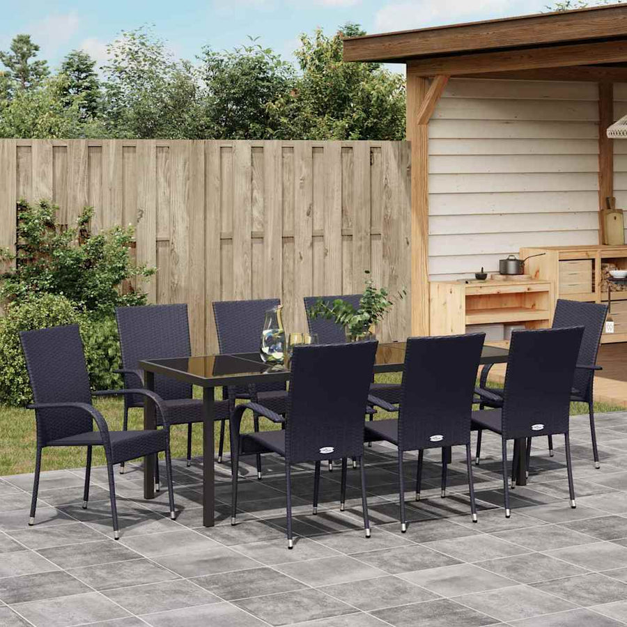 Tuin eettafelset 5 pcs Zwart Gepoedercoat staal