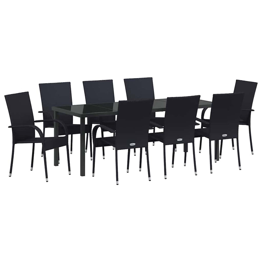 Tuin eettafelset 5 pcs Zwart Gepoedercoat staal