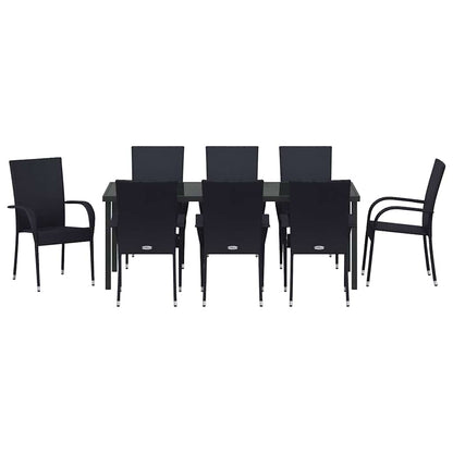 Tuin eettafelset 5 pcs Zwart Gepoedercoat staal