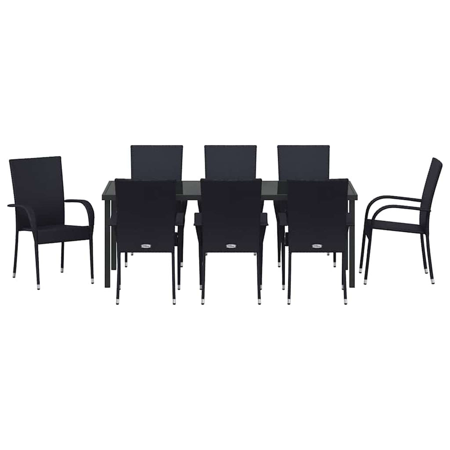 Tuin eettafelset 5 pcs Zwart Gepoedercoat staal