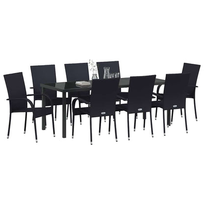 Tuin eettafelset 5 pcs Zwart Gepoedercoat staal