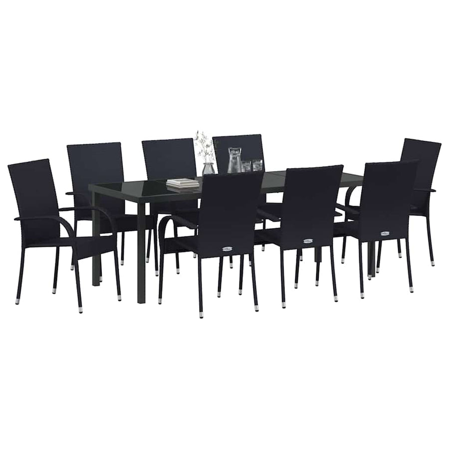 Tuin eettafelset 5 pcs Zwart Gepoedercoat staal