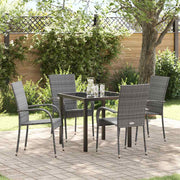 Tuin eettafelset 5-delig grijs gepoedercoat staal