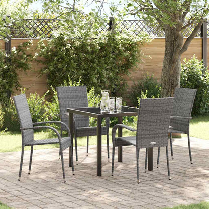 Tuin eettafelset 5 pcs Grijs Gepoedercoat staal