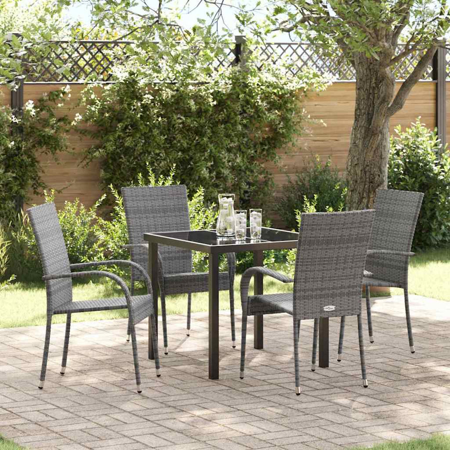 Tuin eettafelset 5 pcs Grijs Gepoedercoat staal