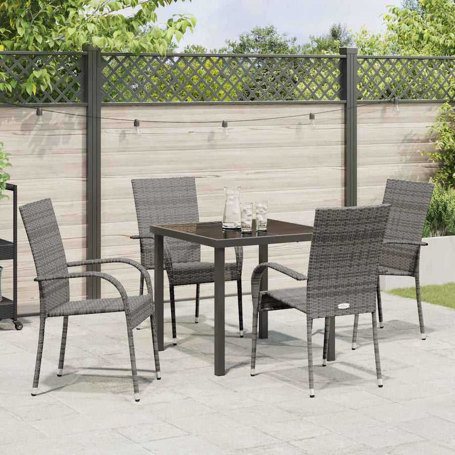 Tuin eettafelset 5 pcs Grijs Gepoedercoat staal
