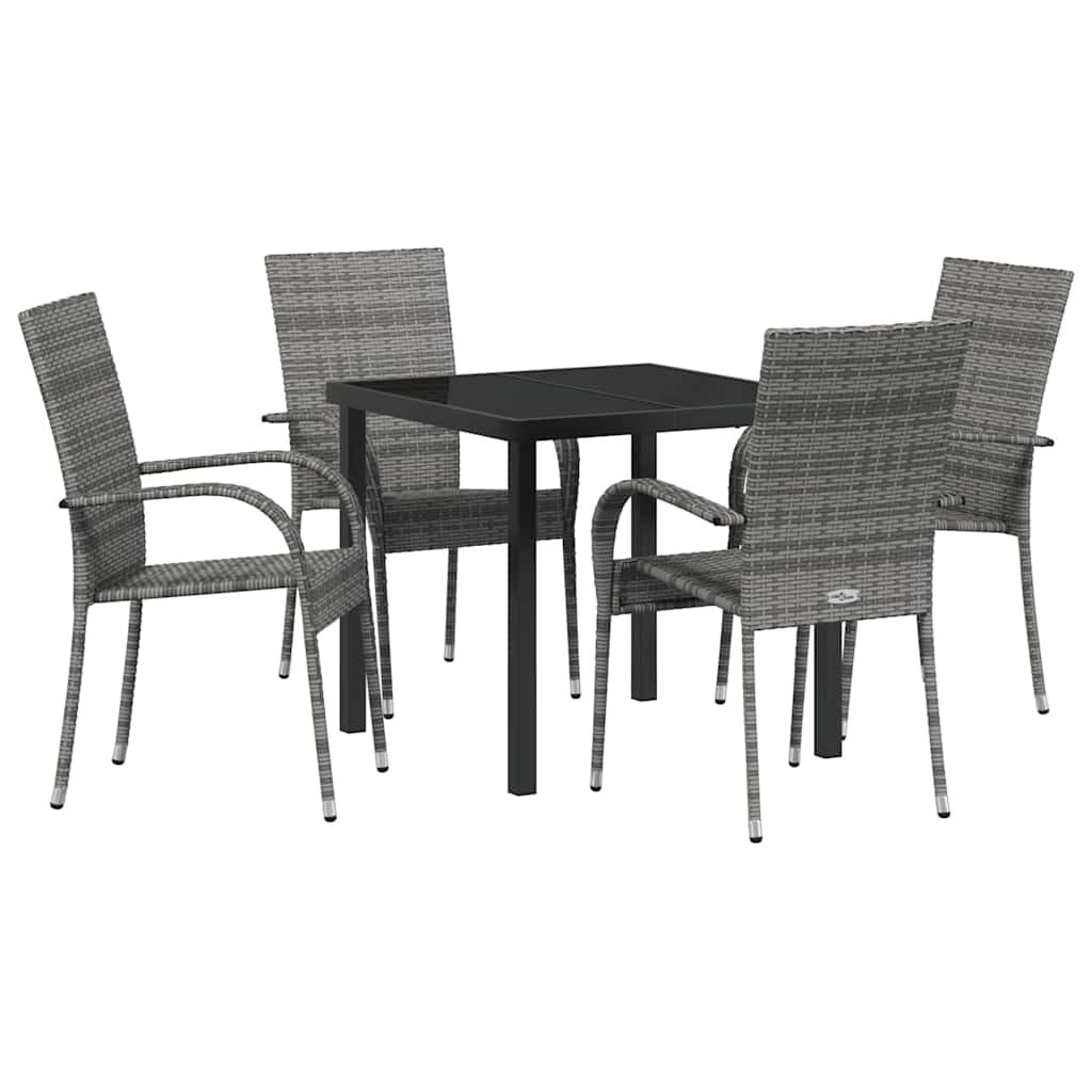 Tuin eettafelset 5 pcs Grijs Gepoedercoat staal