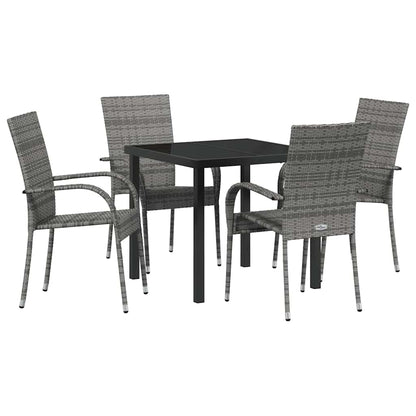 Tuin eettafelset 5 pcs Grijs Gepoedercoat staal