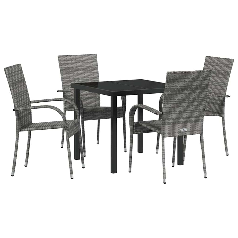 Tuin eettafelset 5 pcs Grijs Gepoedercoat staal