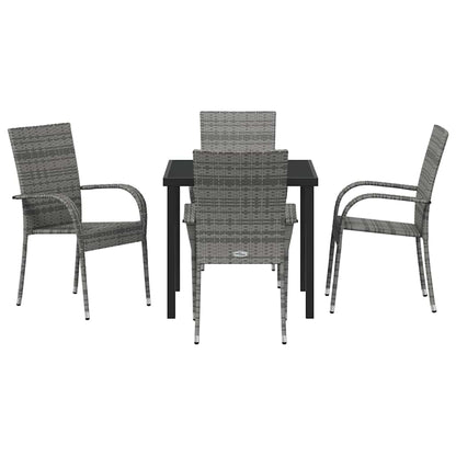 Tuin eettafelset 5 pcs Grijs Gepoedercoat staal