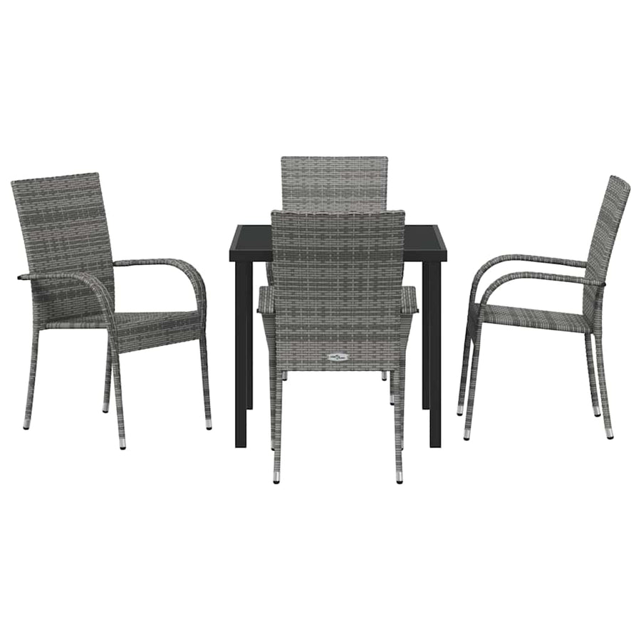Tuin eettafelset 5 pcs Grijs Gepoedercoat staal