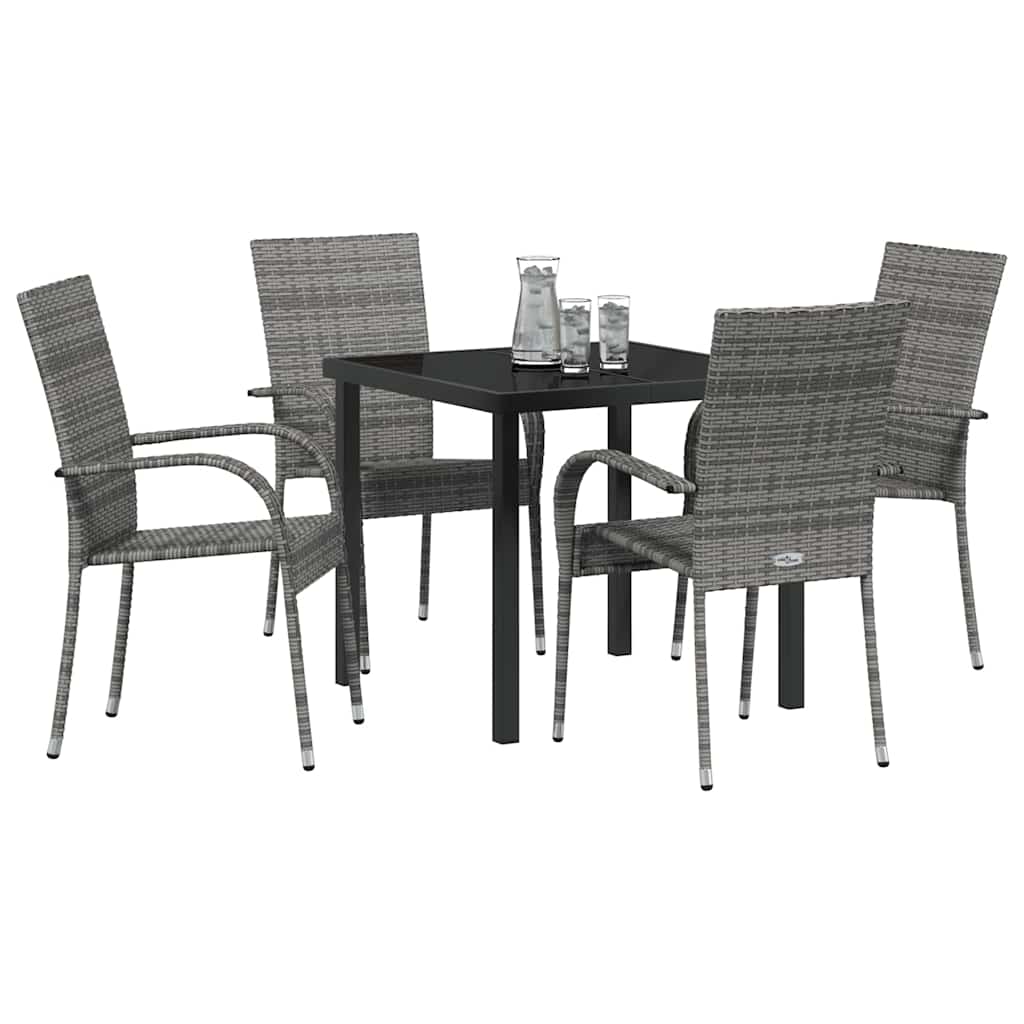 Tuin eettafelset 5 pcs Grijs Gepoedercoat staal