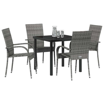 Tuin eettafelset 5 pcs Grijs Gepoedercoat staal