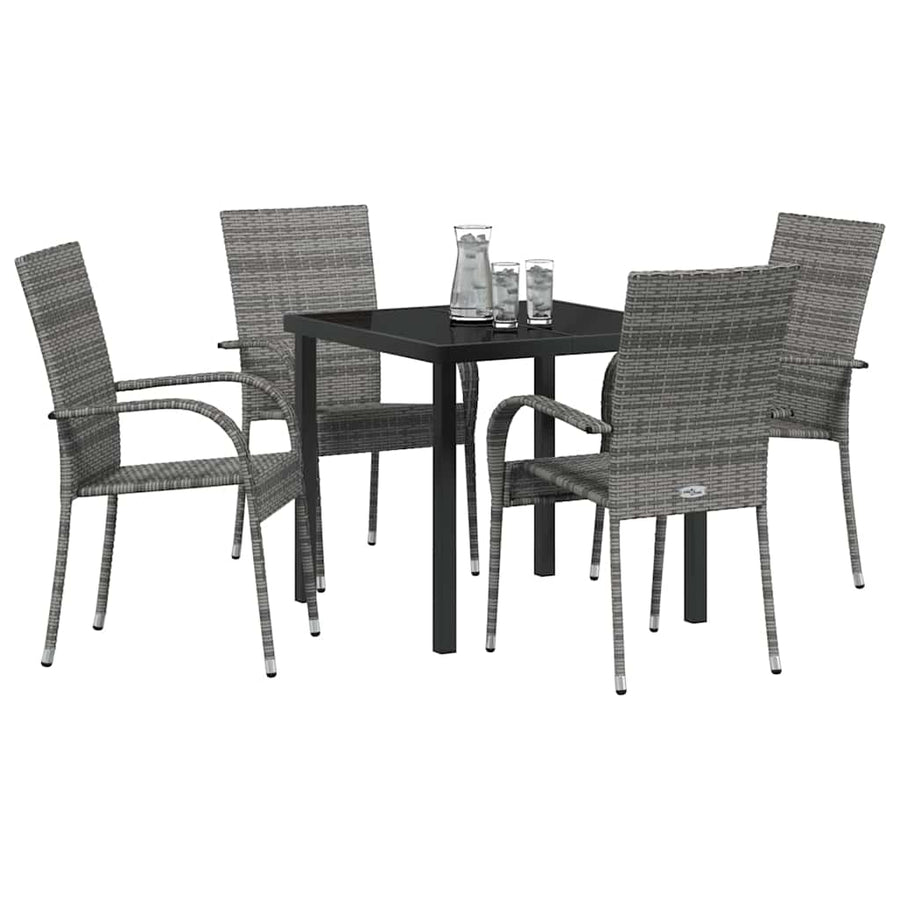 Tuin eettafelset 5 pcs Grijs Gepoedercoat staal