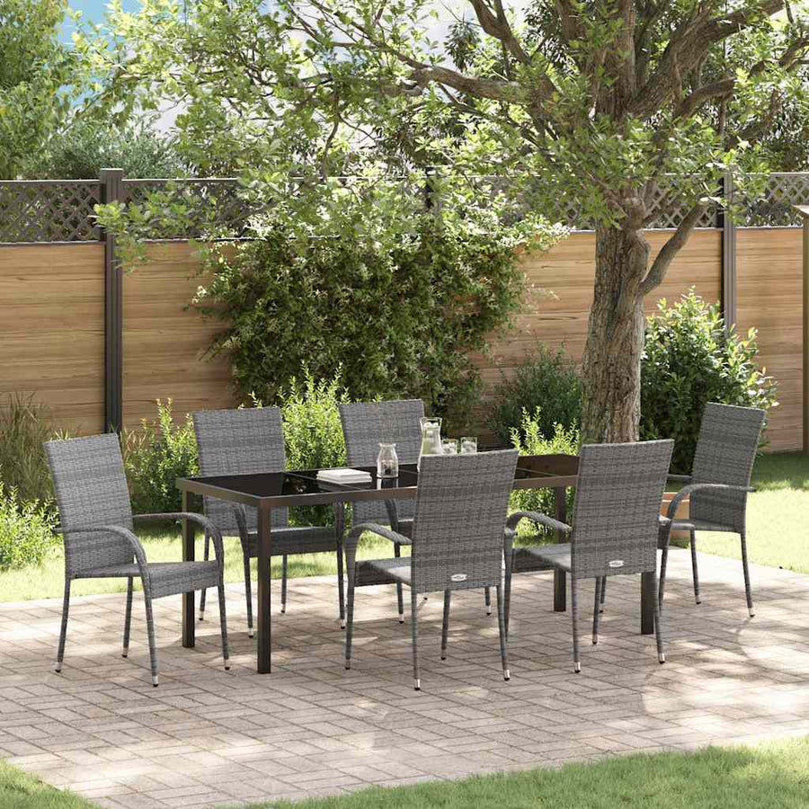 Tuin eettafelset 7 pcs Grijs Gepoedercoat staal