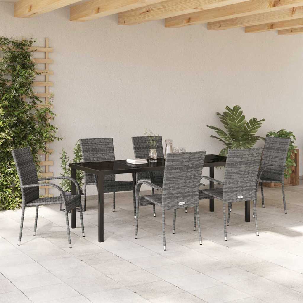 Tuin eettafelset 7 pcs Grijs Gepoedercoat staal