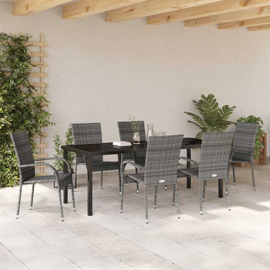 Tuin eettafelset 7 pcs Grijs Gepoedercoat staal