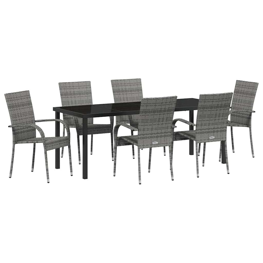 Tuin eettafelset 7 pcs Grijs Gepoedercoat staal