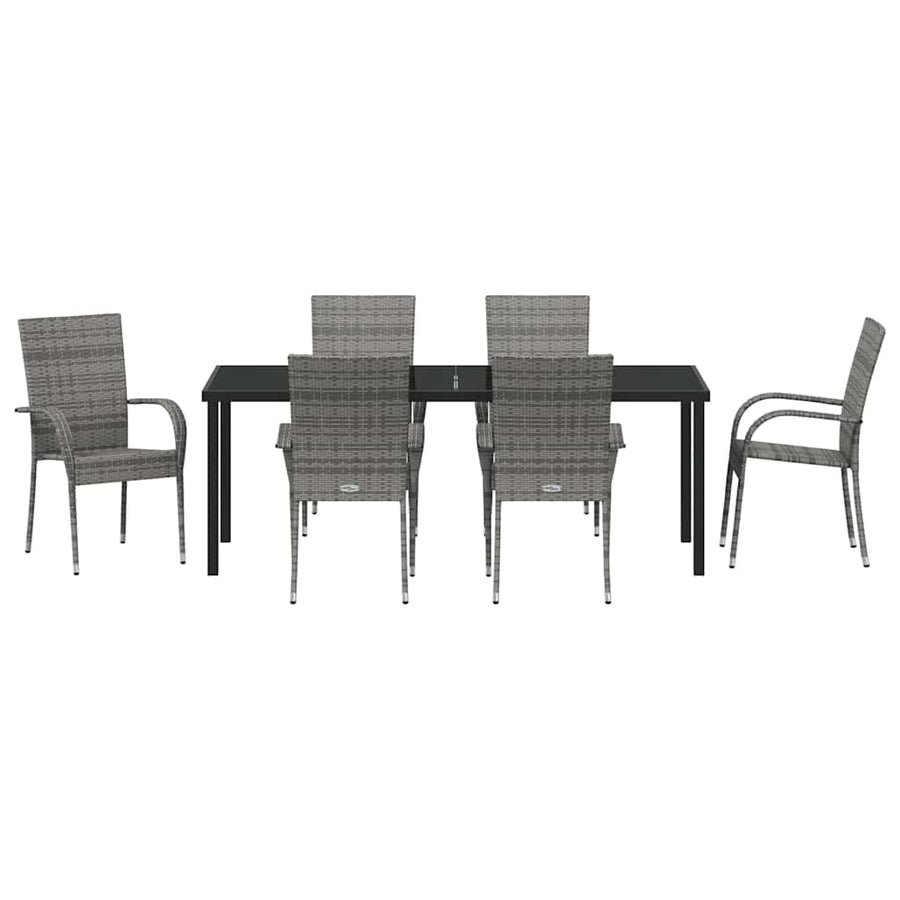 Tuin eettafelset 7 pcs Grijs Gepoedercoat staal