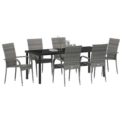 Tuin eettafelset 7 pcs Grijs Gepoedercoat staal