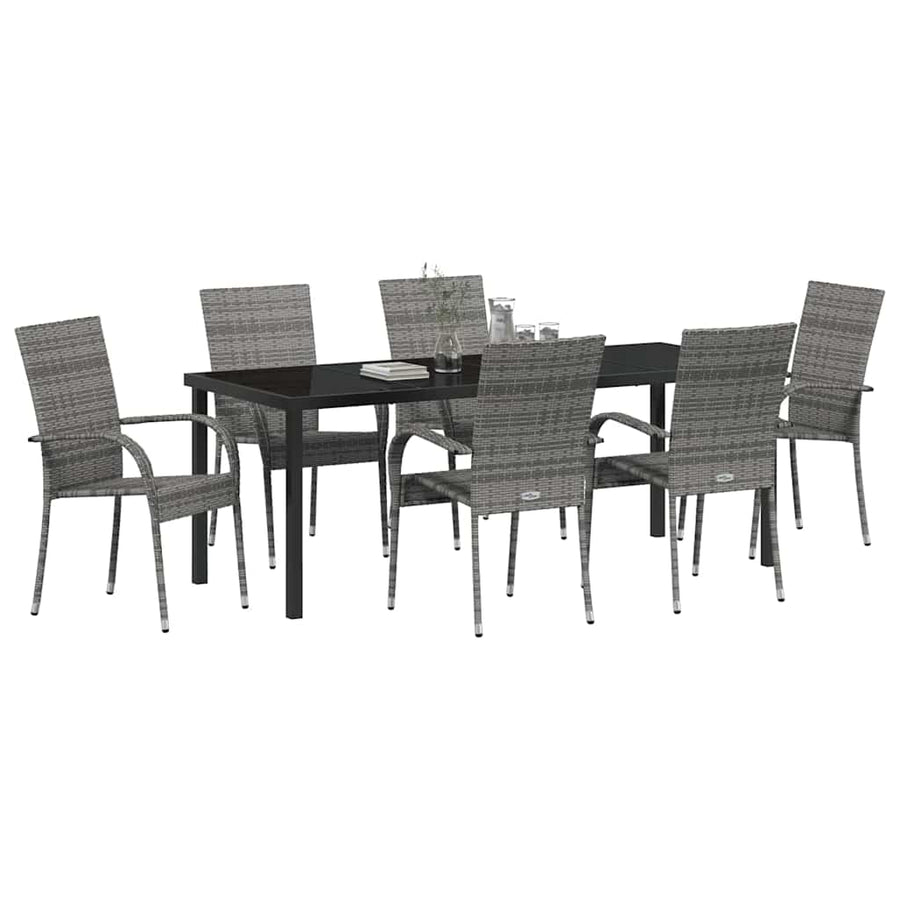Tuin eettafelset 7 pcs Grijs Gepoedercoat staal
