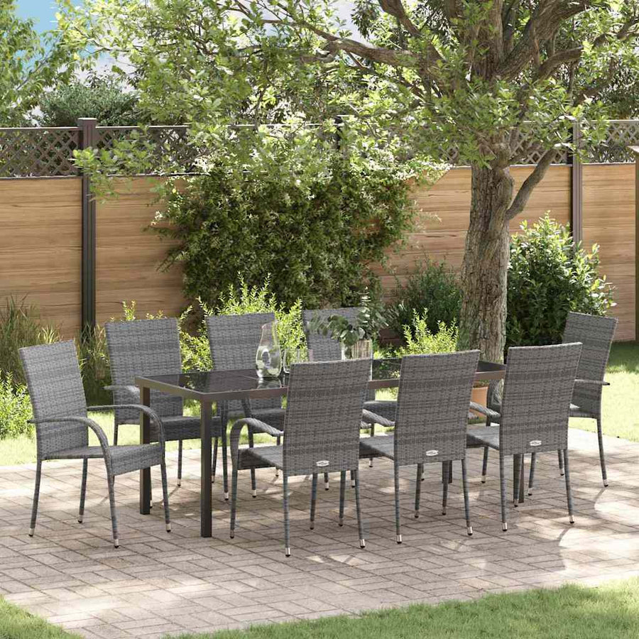 Tuin Eettafelset 5 Pcs Grijs Gepoedercoat Staal