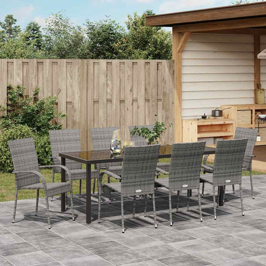 Tuin Eettafelset 5 Pcs Grijs Gepoedercoat Staal